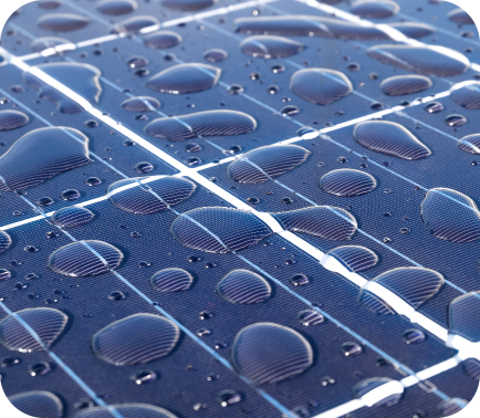 Raindrops on solar panels