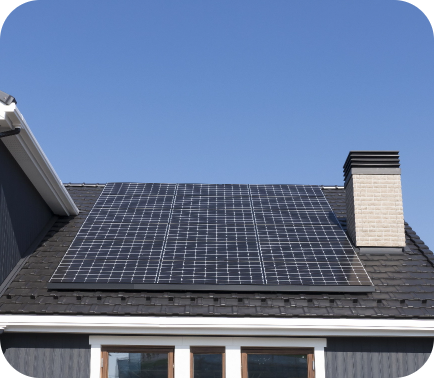 Square solar panel arrangement on roof