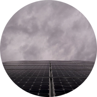 Solar panels on an overcast day