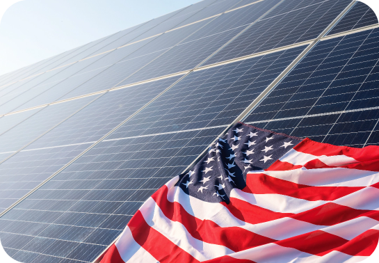 Solar panels with the american flag