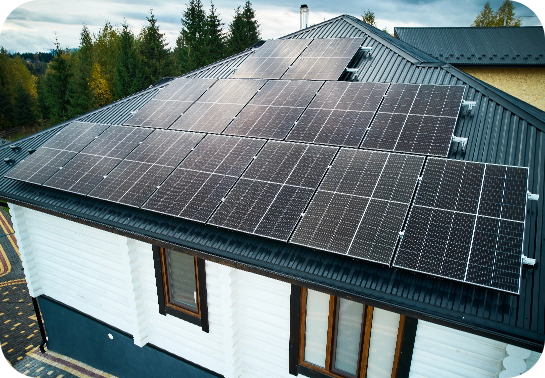 Solar panel array on a home