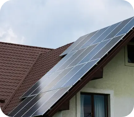 Tilted roof with solar panels 