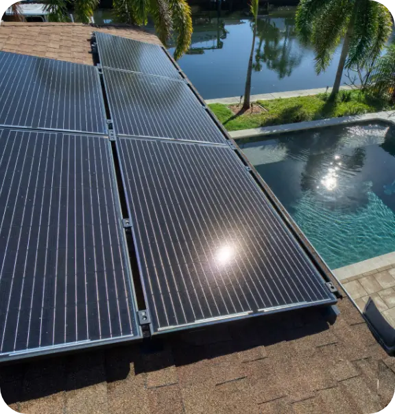 Solar panels over pool