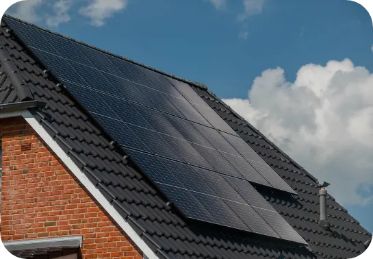 Slanted roof with solar panels