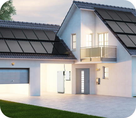 Solar panels on modern home