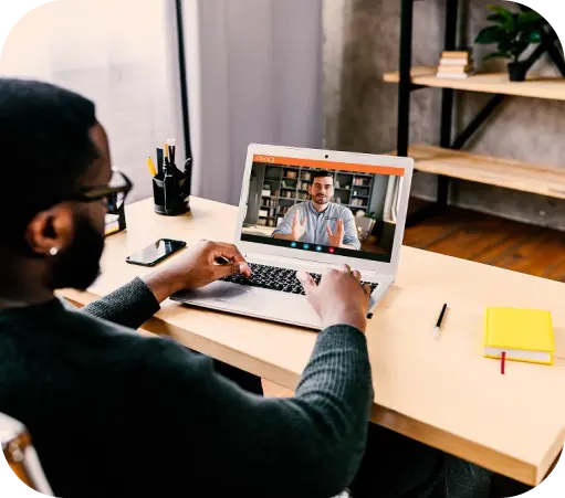 Consultation on a laptop in home office