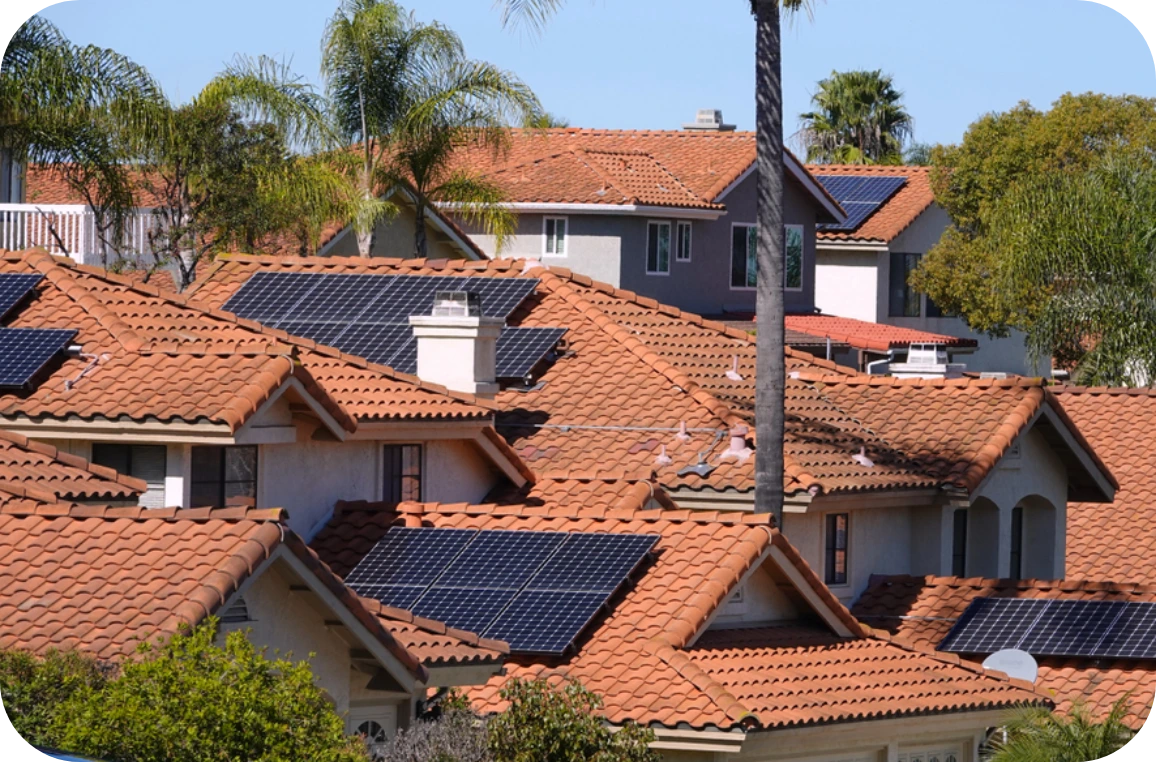 House with clay roofs and panels